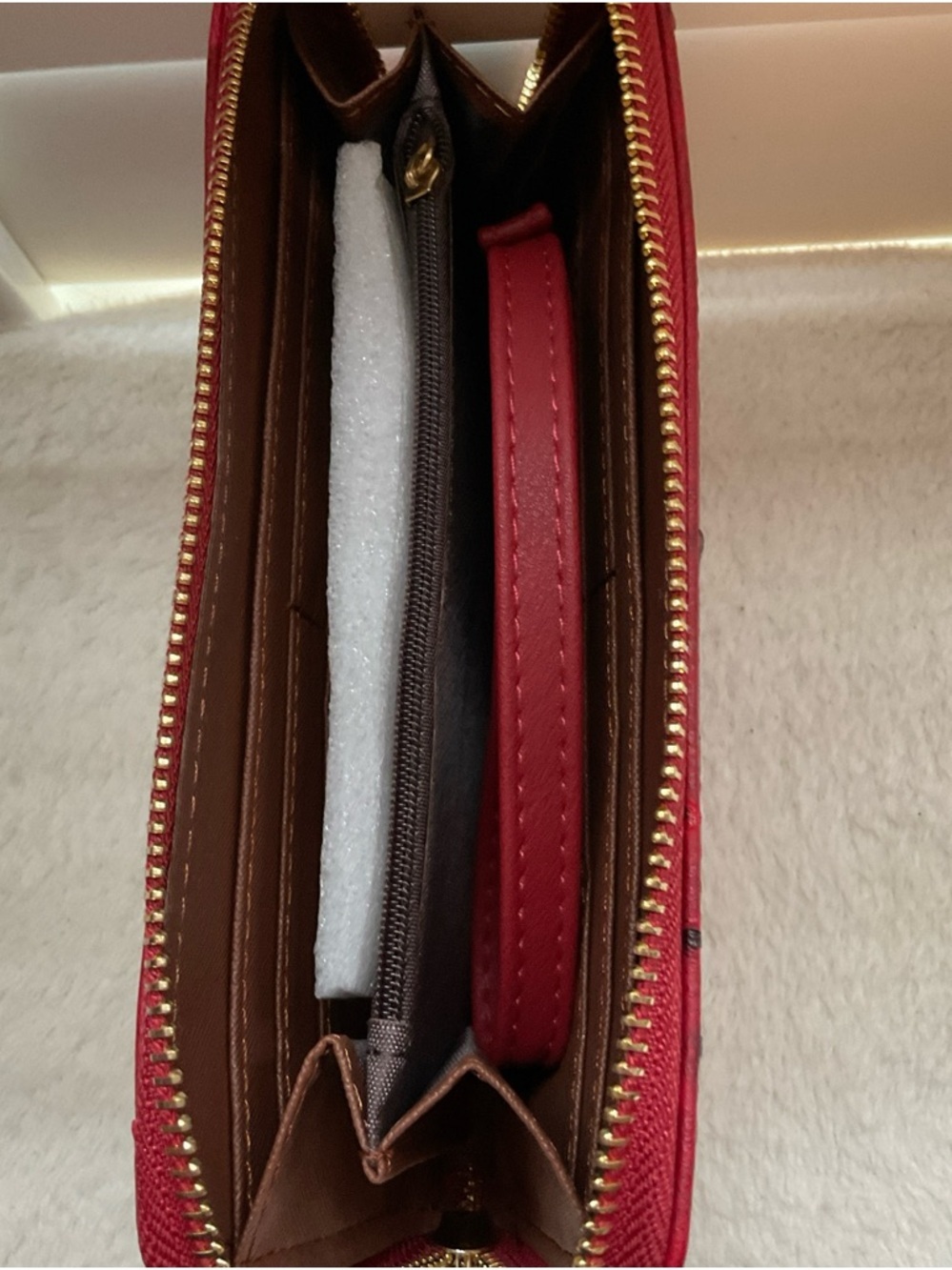 Red Ostrich-Texture Zip-Around Wallet - Picture 3 of 3